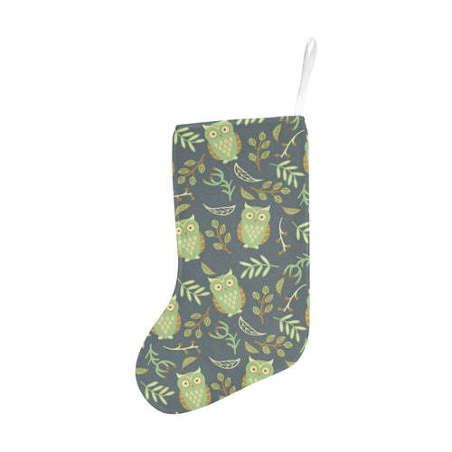 Cute owls leaves pattern Christmas Stocking