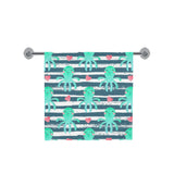 Cute octopuses heart striped background Bath Towel