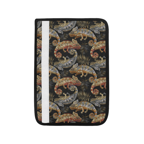 Chameleon lizard tropical leaves palm tree Car Seat Belt Cover