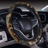 Chameleon lizard tropical leaves palm tree Car Steering Wheel Cover