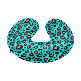 Green leopard skin print pattern U-Shaped Travel Neck Pillow