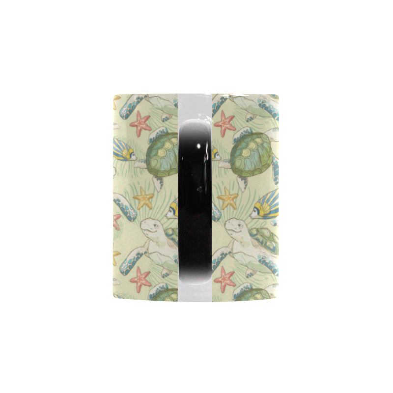 Hand drawn sea turtle fish pattern Morphing Mug Heat Changing Mug