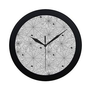 Spider web cobweb pattern white background Elegant Black Wall Clock