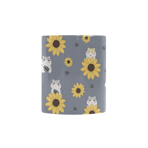 Cute hamster sunflower pattern background Morphing Mug Heat Changing Mug