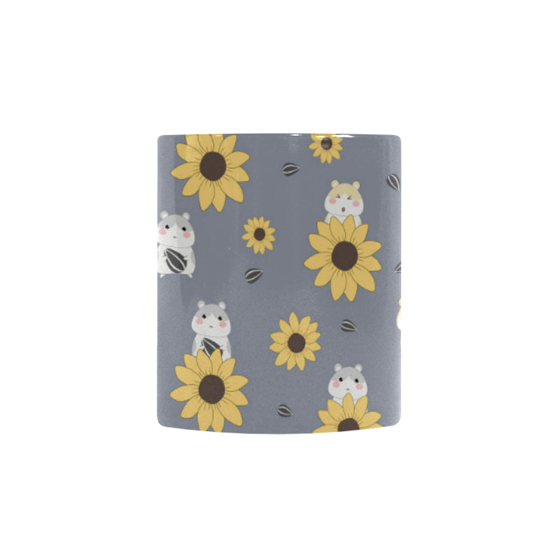 Cute hamster sunflower pattern background Morphing Mug Heat Changing Mug