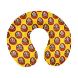 Daruma japanese wooden doll yellow background U-Shaped Travel Neck Pillow