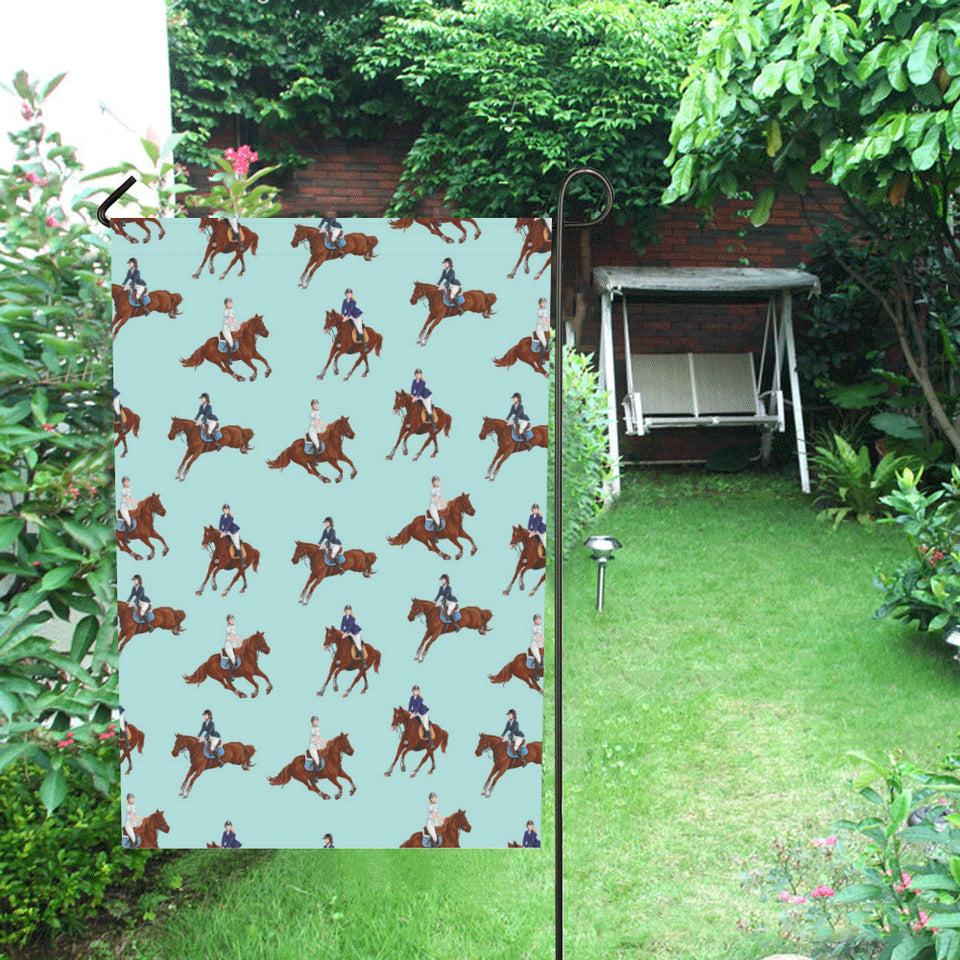 Horses running horses rider pattern House Flag Garden Flag