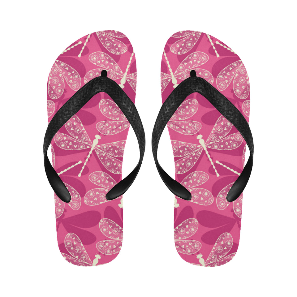 Beautiful dragonfly pink background Unisex Flip Flops