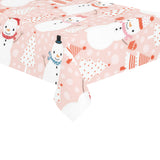 Cute snowman christmas tree snowpink background Tablecloth