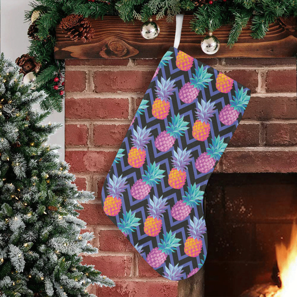 Pineapples pattern zigzag background Christmas Stocking