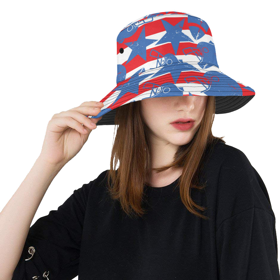 American football ball star stripes pattern Unisex Bucket Hat