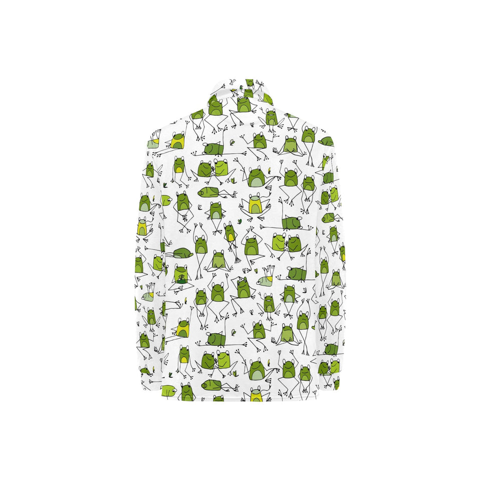 Sketch funny frog pattern Women's Long Sleeve Polo Shirt