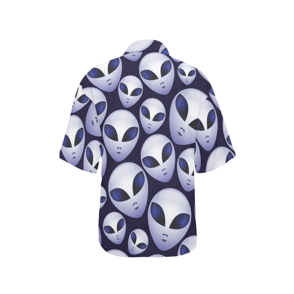 Alien Pattern Print Design 01 Women's All Over Print Hawaiian Shirt