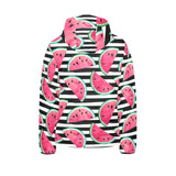 Watercolor paint textured watermelon pieces Kids' Boys' Girls' Padded Hooded Jacket