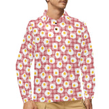 Fried Eggs Pattern Print Design 03 Men's Long Sleeve Polo Shirt