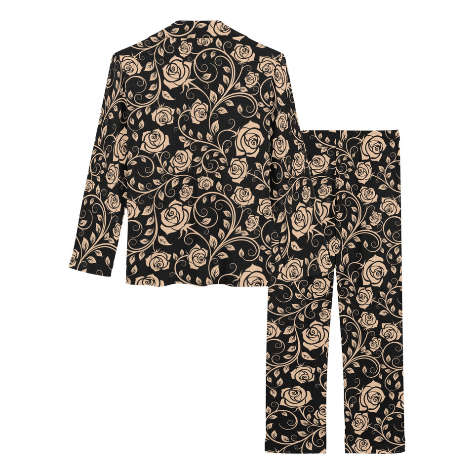 Rose Pattern Print Design 04 Women's Long Pajama Set