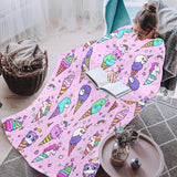 Cute ice cream cone animal pattern Blanket Robe with Sleeves