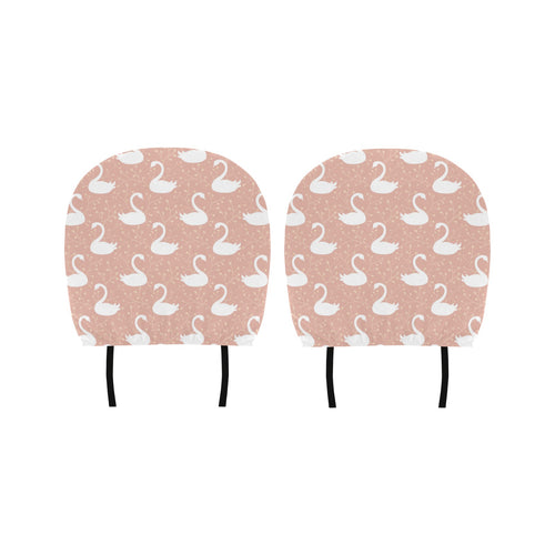 Swan flower light pink background Car Headrest Cover