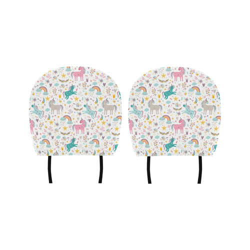 Colorful unicorn pattern Car Headrest Cover