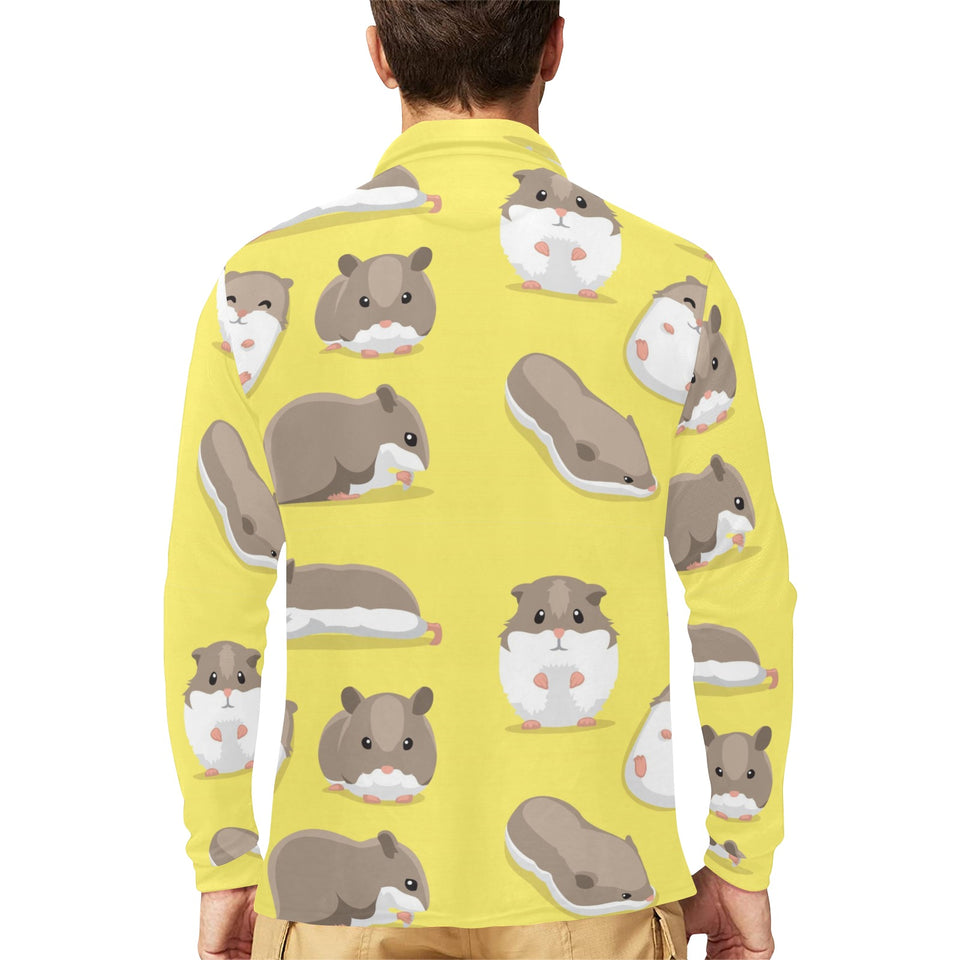 Cute Hamster pattern Men's Long Sleeve Polo Shirt
