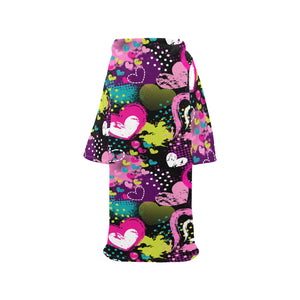 heart dot wave star creative design pattern Blanket Robe with Sleeves