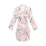 Cute panda ballon heart pattern Women's Long Sleeve Belted Night Robe