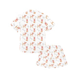 Chihuahua bone paw pattern Kids' Boys' Girls' V-Neck Short Pajama Set