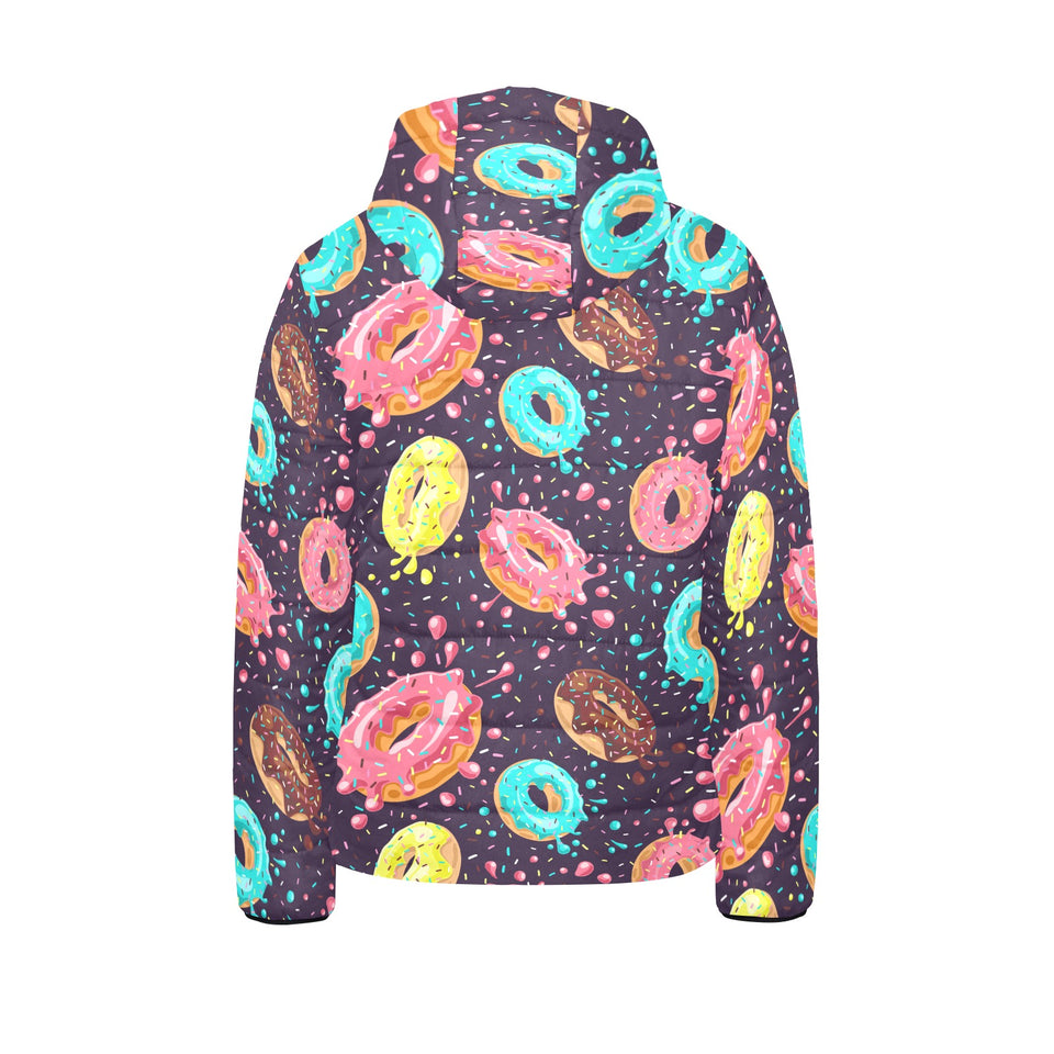 Colorful donut glaze pattern Kids' Boys' Girls' Padded Hooded Jacket