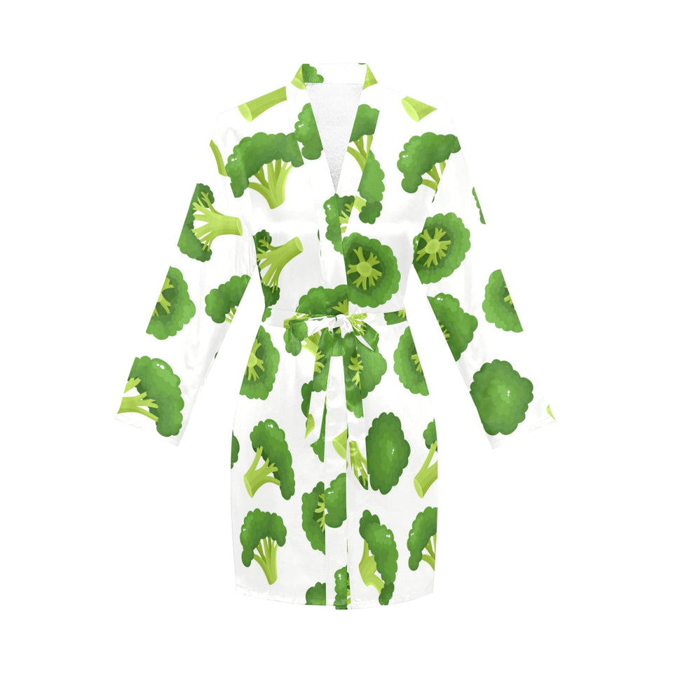 Cute broccoli pattern Women's Long Sleeve Belted Night Robe