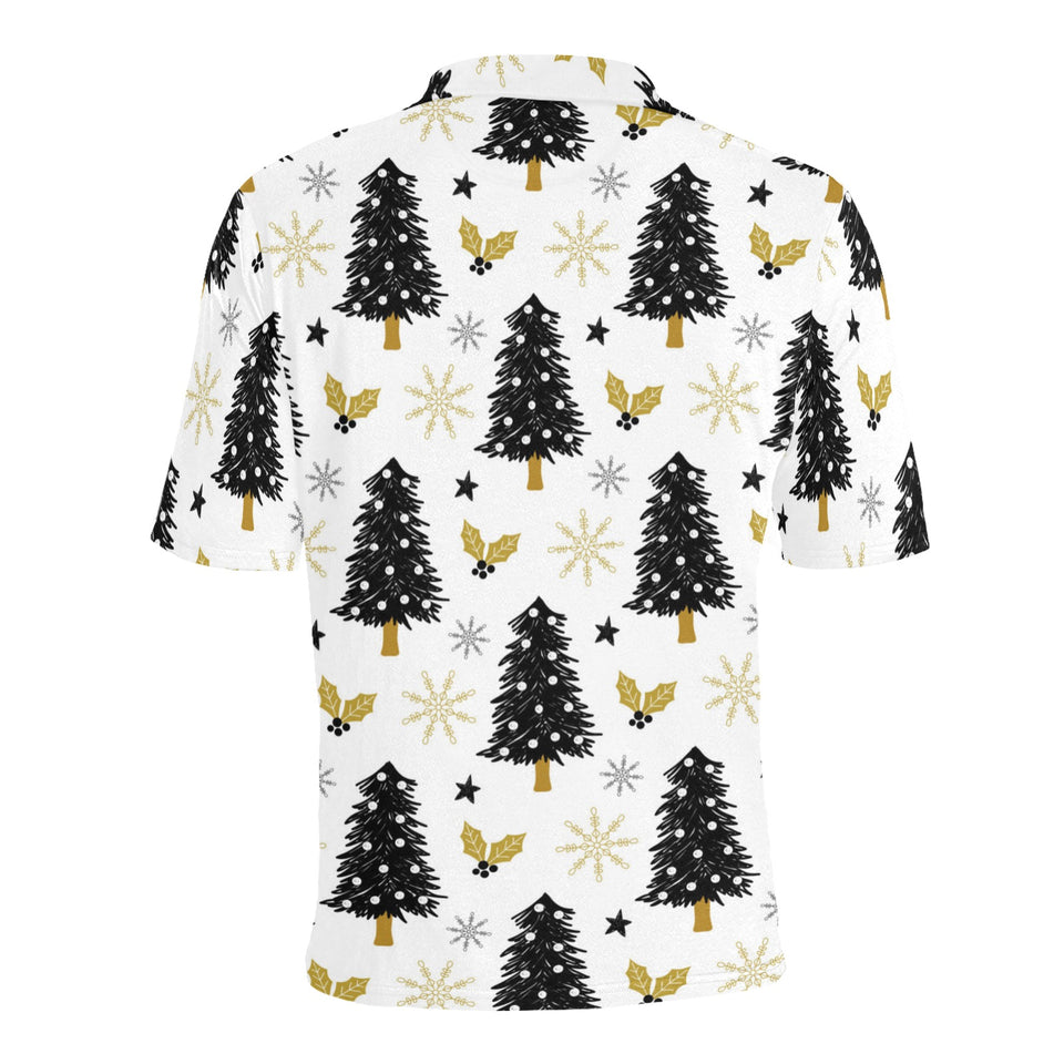 Christmas tree holly snow star pattern Men's All Over Print Polo Shirt