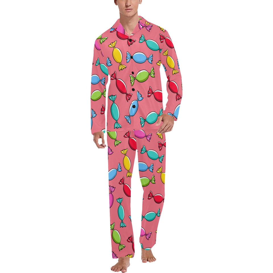 Colorful wrapped candy pattern Men's Long Pajama Set