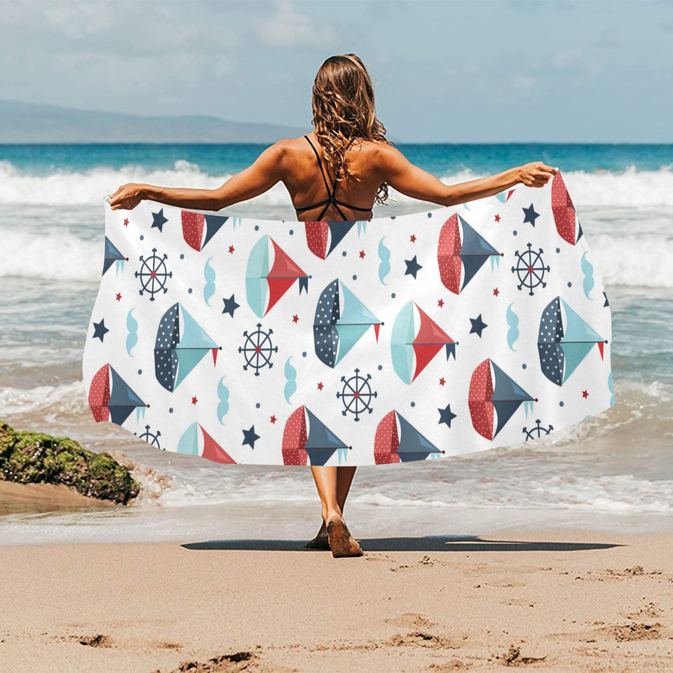 Cute color paper sailboat pattern Beach Towel