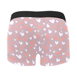 coral white heart pattern Men's All Over Print Boxer Briefs Men's Underwear