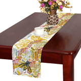 Cool Bee honeycomb leaves pattern Table Runner