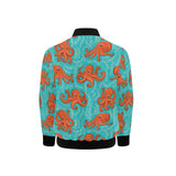Octopus turquoise background Kids' Boys' Girls' Bomber Jacket