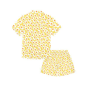 Fried Eggs Pattern Print Design 05 Kids' Boys' Girls' V-Neck Short Pajama Set