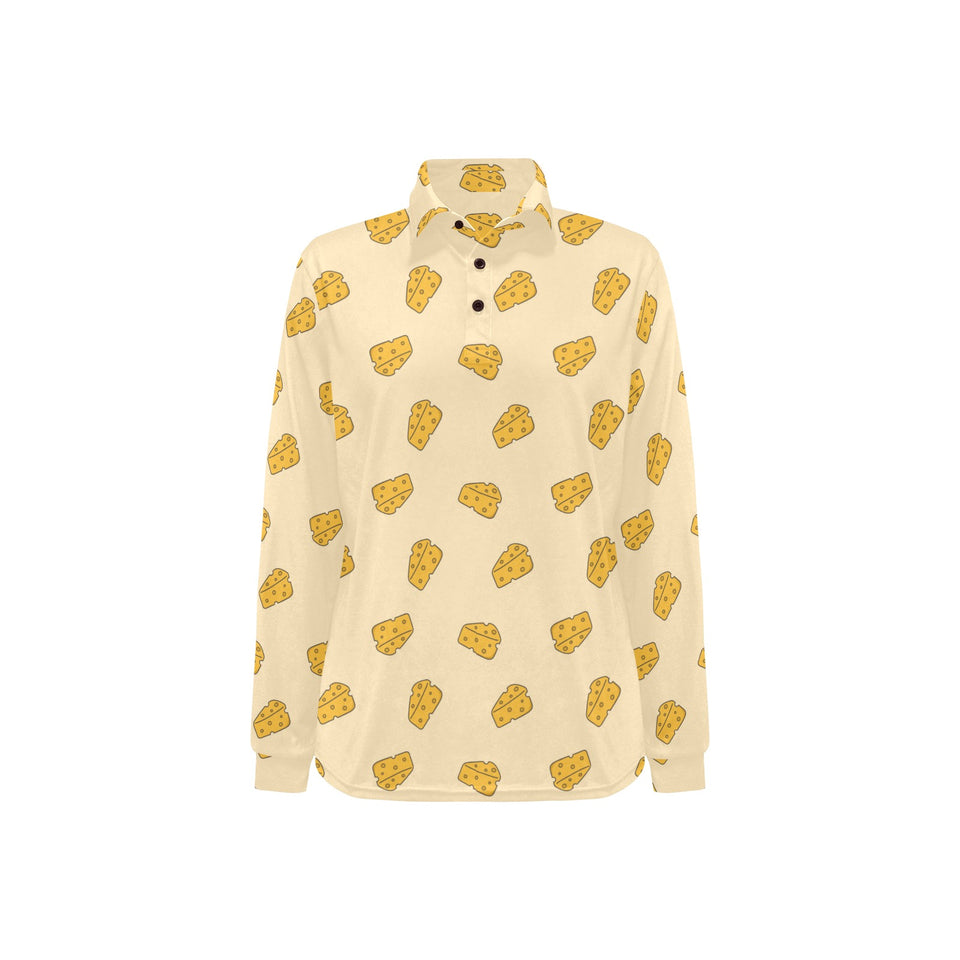 Cheese pattern Women's Long Sleeve Polo Shirt