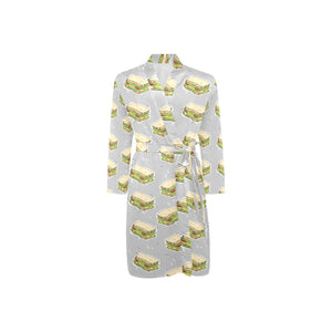 Sandwich Pattern Print Design 05 Men's Long Sleeve Belted Night Robe