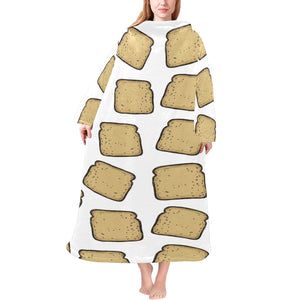 Bread Toast Pattern Print Design 03 Blanket Robe with Sleeves