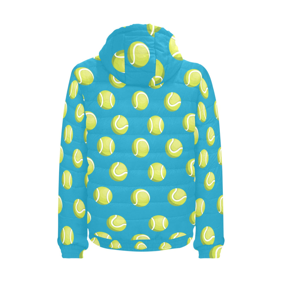 Tennis Pattern Print Design 05 Men's Padded Hooded Jacket