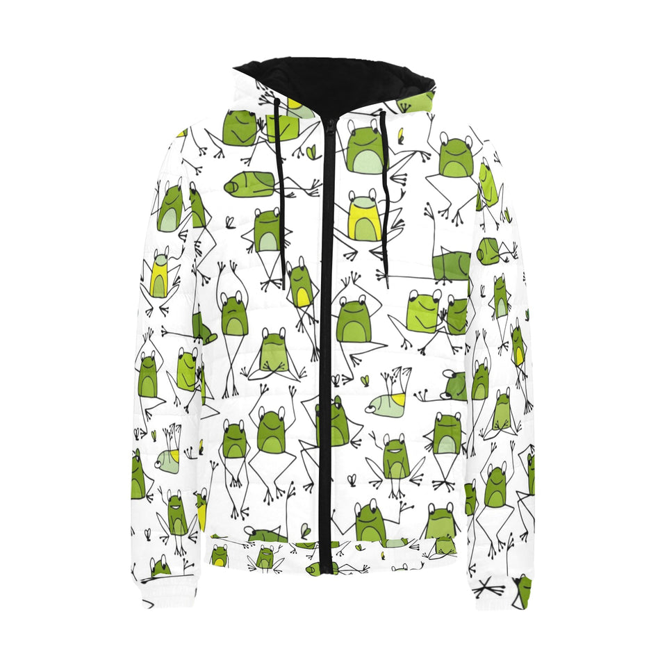 Sketch funny frog pattern Men's Padded Hooded Jacket