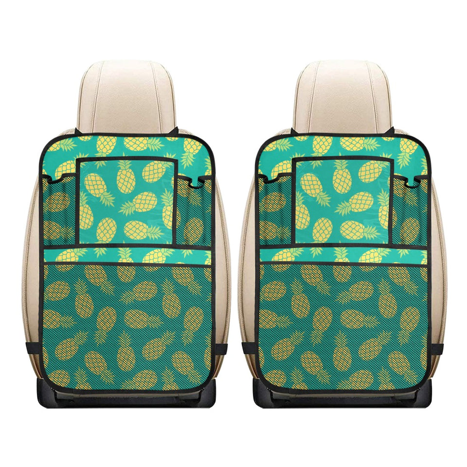 Pineapples pattern green background Car Seat Back Organizer