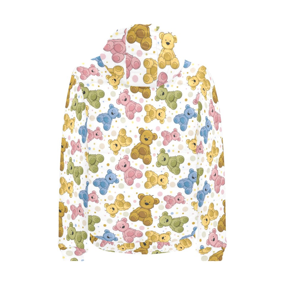 Teddy Bear Pattern Print Design 01 Men's Padded Hooded Jacket