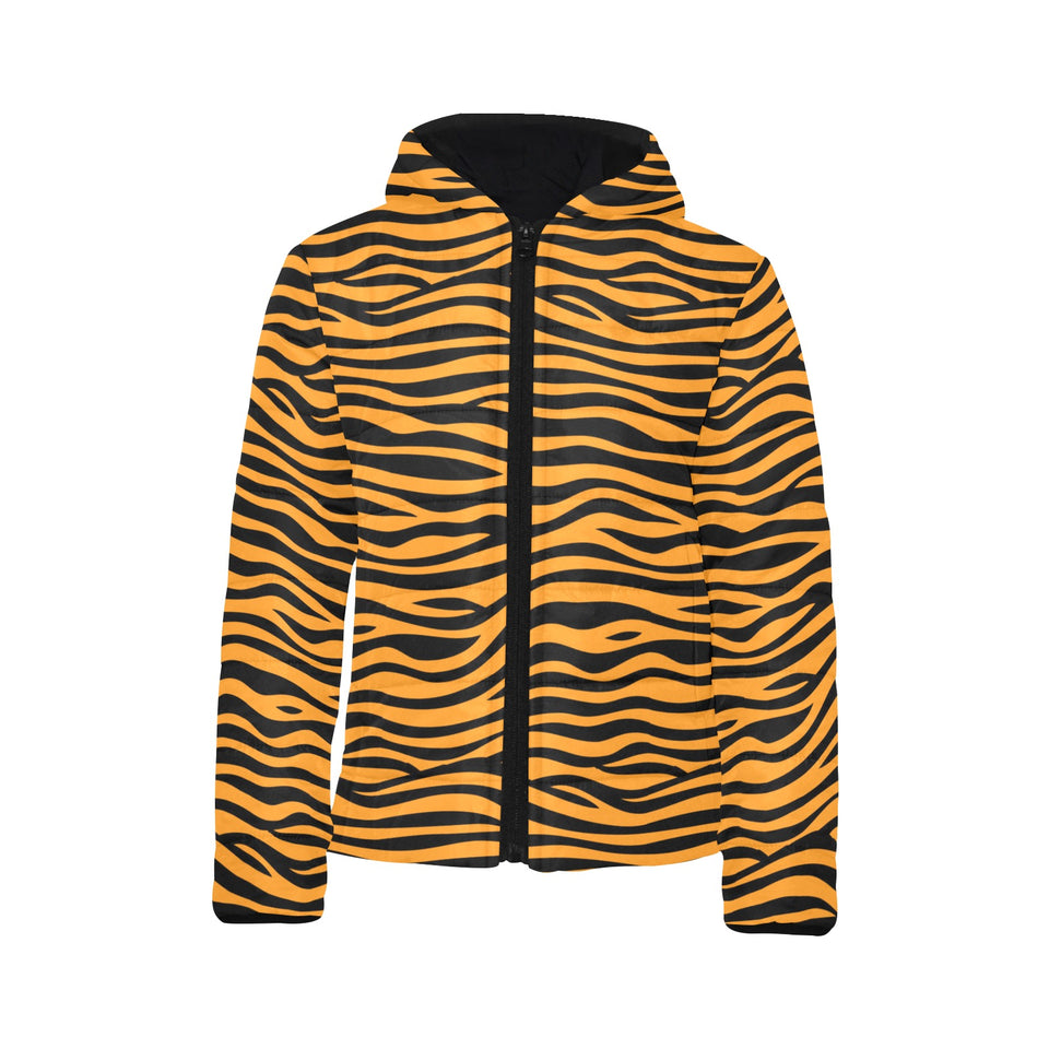 Bengal tigers skin print pattern background Kids' Boys' Girls' Padded Hooded Jacket