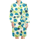 blueberry flower pattern Men's Long Sleeve Belted Night Robe
