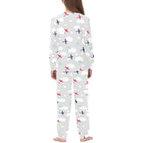 Airplane cloud grey background Kids' Boys' Girls' All Over Print Pajama Set