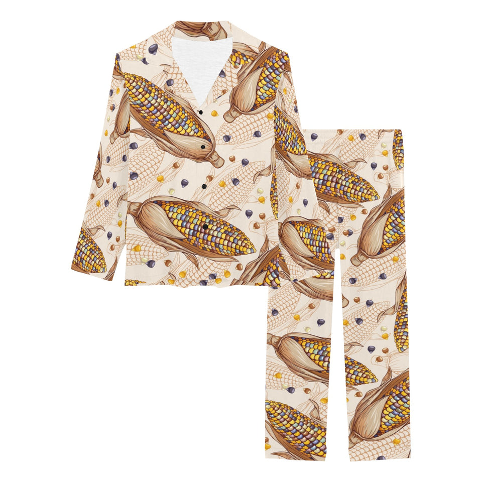Corn Pattern Print Design 03 Women's Long Pajama Set