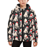 Christmas Pugs Santa_s red cap pattern Kids' Boys' Girls' Padded Hooded Jacket