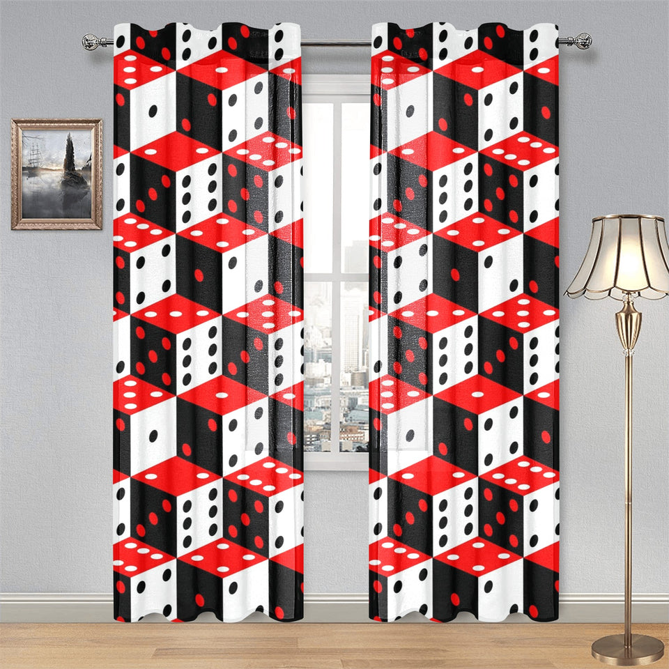 Dice Pattern Print Design 02 Gauze Curtain