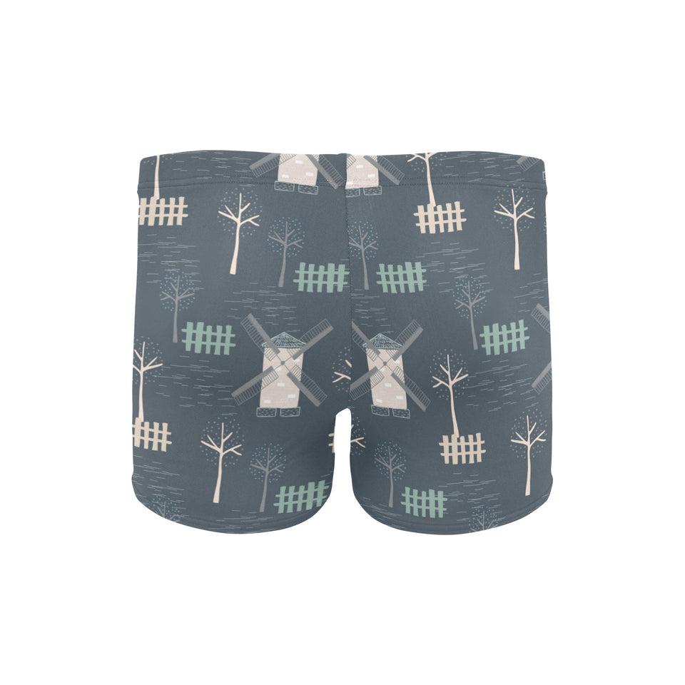 windmill tree pattern Men's Swimming Trunks